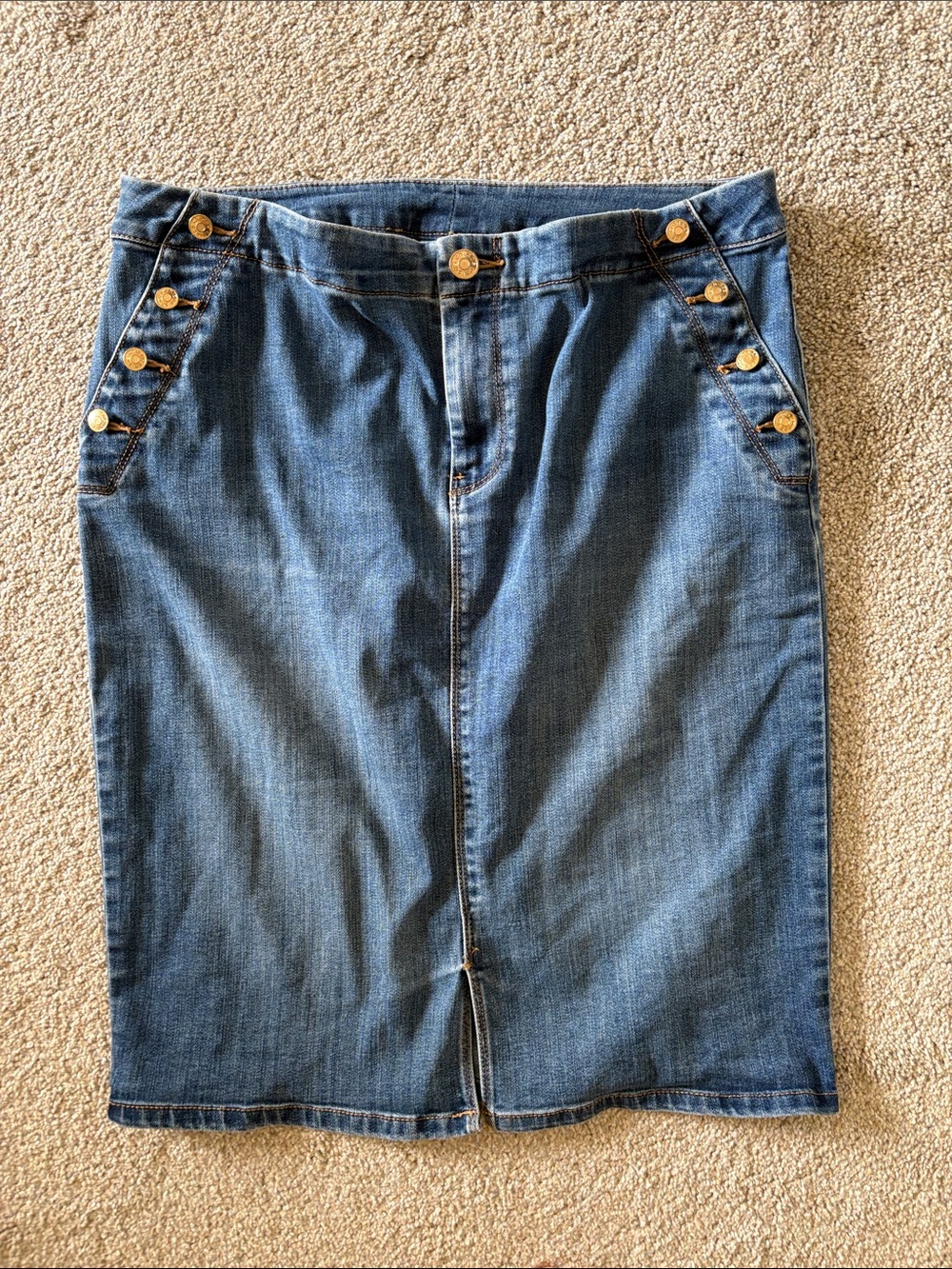 Chico's Light Blue Denim Skirt with Contrasting Stitching